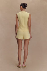 Malika Sleeveless Gold Button Vest - Lemon